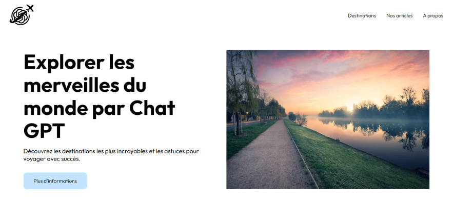 Page d'accueil du blog de voyage